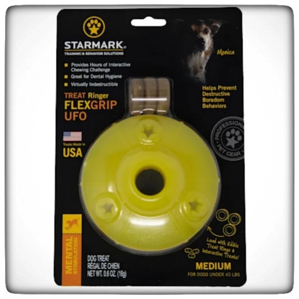Starmark Treat Ringer FlexGrip UFO Dog Toys, Medium